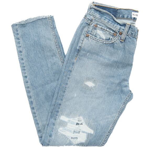 Revolve Re/Done Originals Low Rise Light Repair Skinny Size 29 - Picture 3 of 15